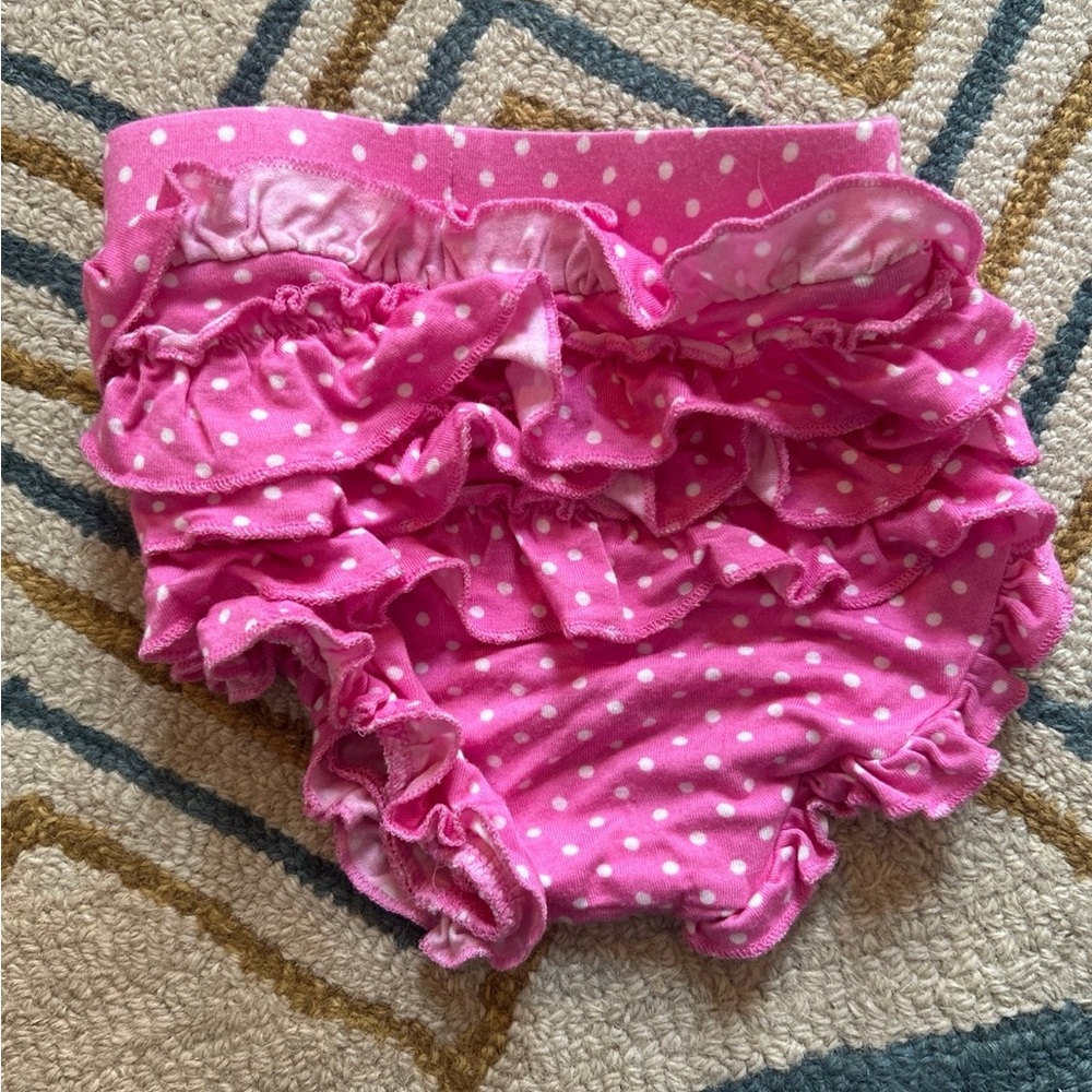 Posh peanut bloomer diaper cover 6-12 months pink ruffle polka dot
